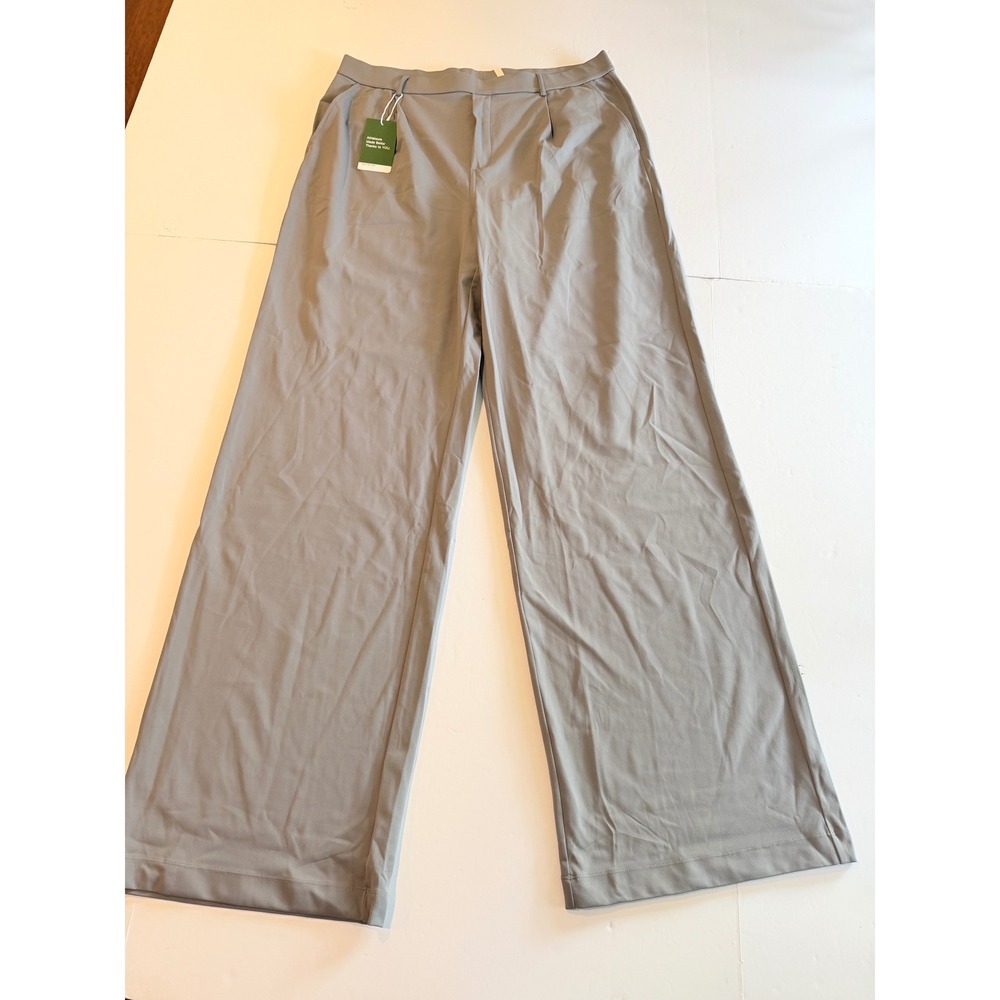 Halara Women XL Gray High Waisted Wide Leg Pleated Trouser Pants Athleisure